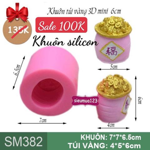 Khuôn rau câu silicon túi vàng 3d mini 6cm ( SM382 )
