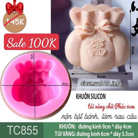 Khuôn silicon làm bánh hình túi vàng to 6cm ( TC855 )