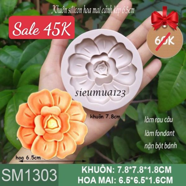 Khuôn silicon hoa mai cánh kép 6,5cm  ( SM1303 ) còn 1 cái