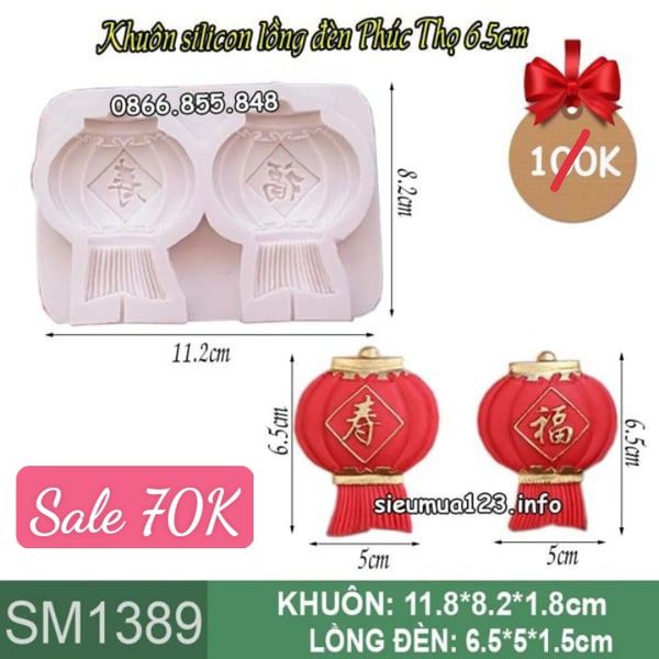 Khuôn silicon làm rau câu 2 lồng đèn chữ Phúc Thọ 6,5cm ( SM1389 )