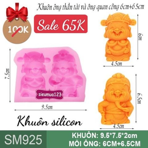 Khuôn rau câu silicon ông thần tài và ông quan công 6cm + 6,5cm ( SM925 )