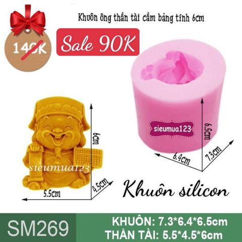 Khuôn Silicon Ông Thần Tài Cầm Bảng Tính 6cm ( SM269 )