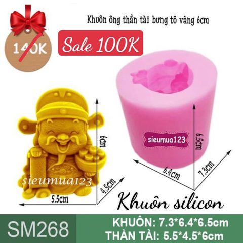Khuôn Silicon Ông Thần Tài Bưng Tô Vàng 6cm ( SM268 )