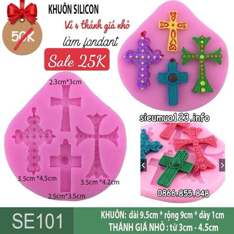 Khuôn silicon 4 cây thánh giá 3cm - 4,5cm ( SE101 )