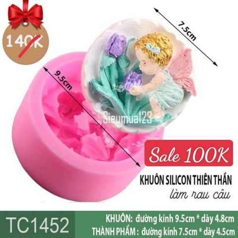 Khuôn silicon em bé gái baby thiên thần ngắm hoa tulip 7,5cm ( TC1452 )
