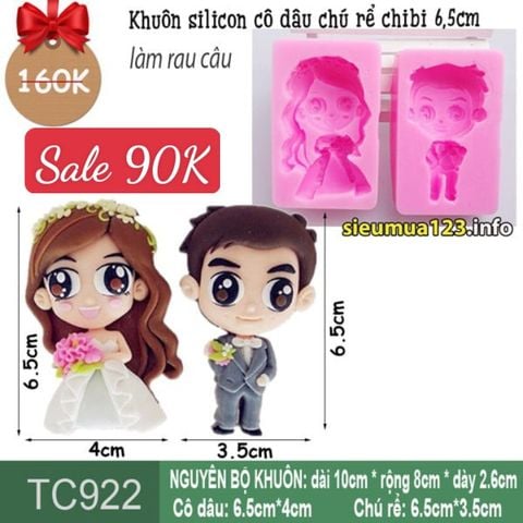 Khuôn silicon cô dâu chú rể chibi 6,5cm ( TC922 )