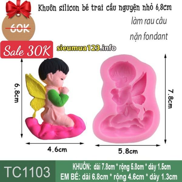 Khuôn silicon bé trai cầu nguyện nhỏ xíu 6,8cm ( TC1103 )