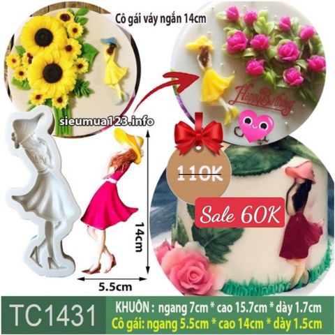 Khuôn silicon cô gái 14cm ( TC1431 ) váy ngắn