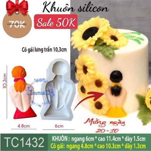 Khuôn silicon cô gái 10,3cm lưng trần ( TC1432 )