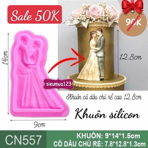 Khuôn silicon cô dâu chú rể 12,8cm ( CN557 ) nét dày