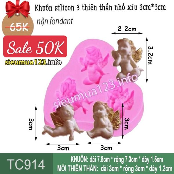 Khuôn silicon 3 thiên thần angel nhỏ 3cm ( TC914 )