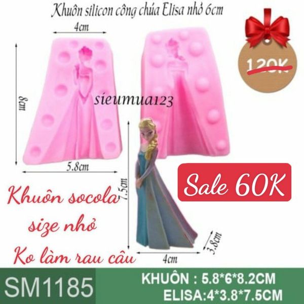 Khuôn silicon công chúa Elisa nhỏ 7,5cm ( SM1185 )