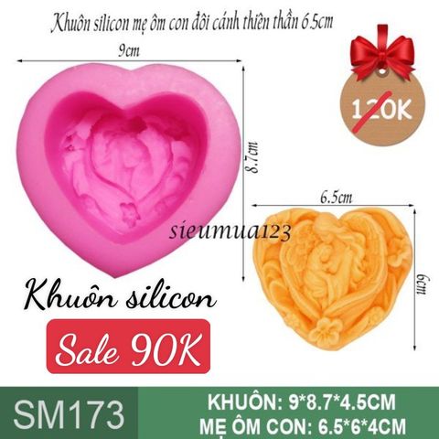 Khuôn rau câu silicon mẹ bồng con đôi cánh thiên thần ( SM173 ) Vu Lan