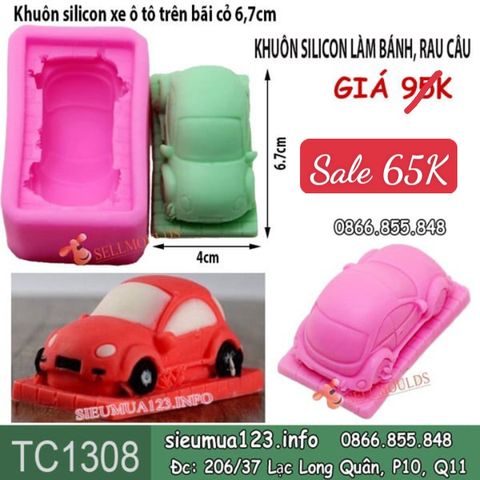 Khuôn silicon xe hơi xe ô tô trên bãi cỏ 6,7cm ( TC1308 )