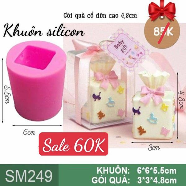 Khuôn silicon gói quà cổ dún cao 4,8cm ( SM249 )
