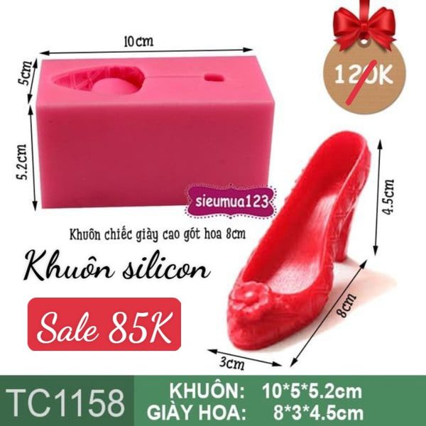 Khuôn rau câu chiếc giày cao gót hoa 8cm ( TC1158 )