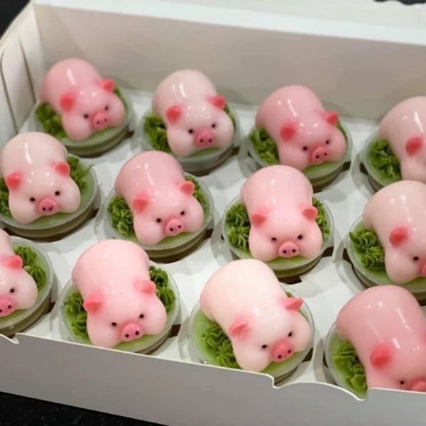 Khuôn bánh mousse: Khuôn 6 con heo ú nhỏ 6cm ( SM1023 ) CÒN NHIỀU