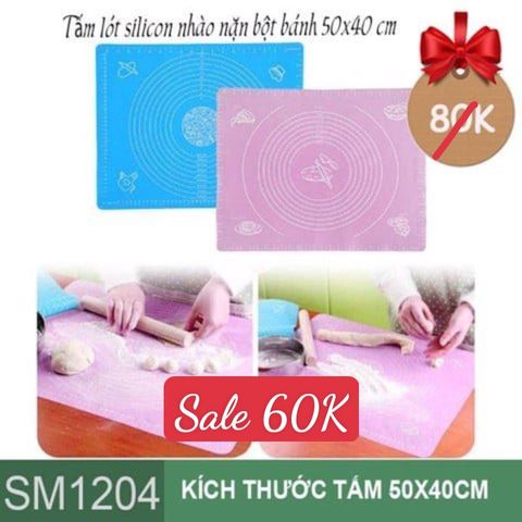 Tấm lót silicon cán bột nhào nặn bột bánh size 50 x 40cm ( SM1204 )