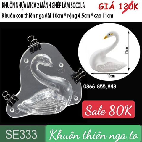 Khuôn nhựa mica hình con thiên nga dài 10cm làm socola ( SE333 ) CÒN 2 CÁI