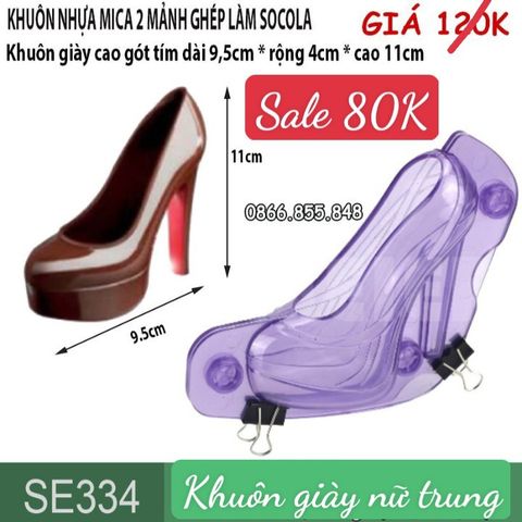 Khuôn nhựa mica giày cao gót tím nhỏ 9,5cm làm socola ( SE334 ) CÒN 1