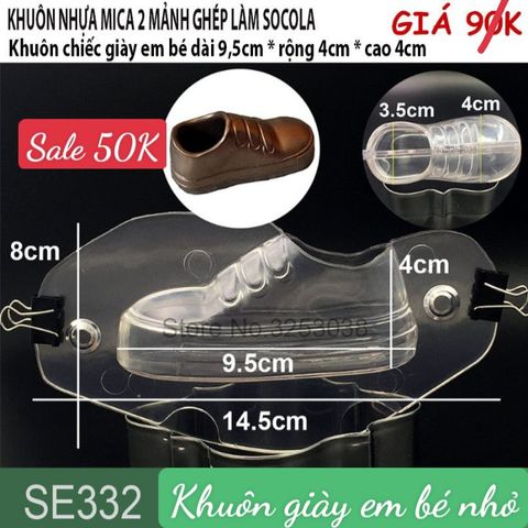 Khuôn nhựa mica hình chiếc giày em bé 9,5cm làm socola ( SE332 ) CÒN 6 CÁI