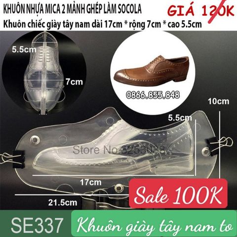 Khuôn nhựa mica hình chiếc giày tây nam dài 17cm làm socola ( SE337 ) CÒN 3 CÁI
