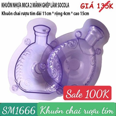 Khuôn nhựa mica hình chai rượu tím dài 11cm làm socola ( SM1666 ) CÒN 2 CÁI