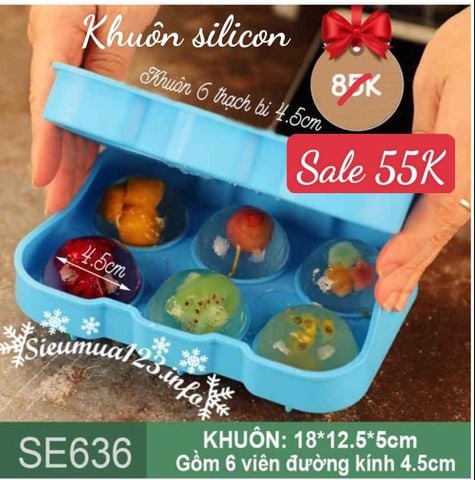 Khuôn silicon làm thạch 6 viên bi mochi 4,5cm ( SE636 )