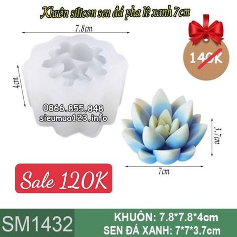 Khuôn silicon sen đá pha lê xanh 7cm ( SM1432 )