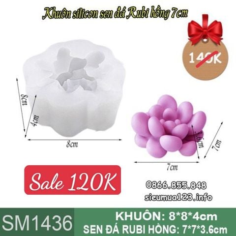 Khuôn silicon sen đá rubi hồng 7cm ( SM1436 )