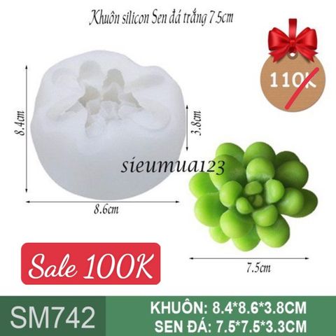 Khuôn silicon sen đá trắng 7,5cm ( SM742 )