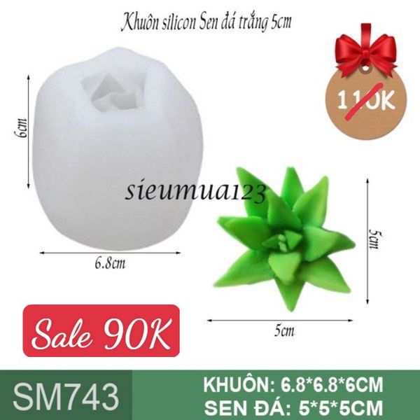 Khuôn silicon sen đá trắng 5cm ( SM743 )