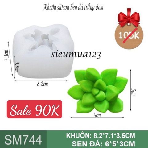Khuôn silicon sen đá trắng 6cm ( SM744 )