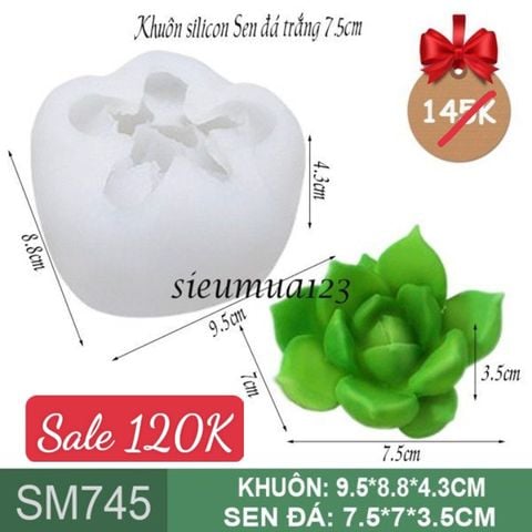 Khuôn silicon sen đá trắng 7,5cm ( SM745 )