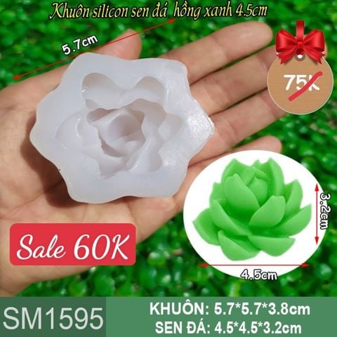 Khuôn silicon sen đá hồng xanh 4,5cm ( SM 1595 )