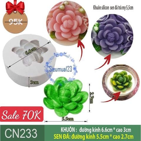 Khuôn silicon làm rau câu sen đá trà my 5,5cm ( CN233 )