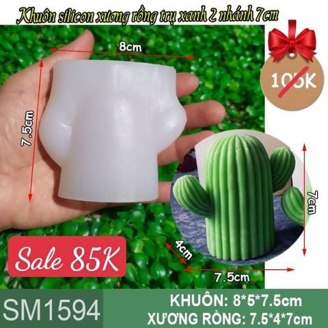 Khuôn silicon xương rồng trụ xanh 2 nhánh 7cm ( SM1594 )