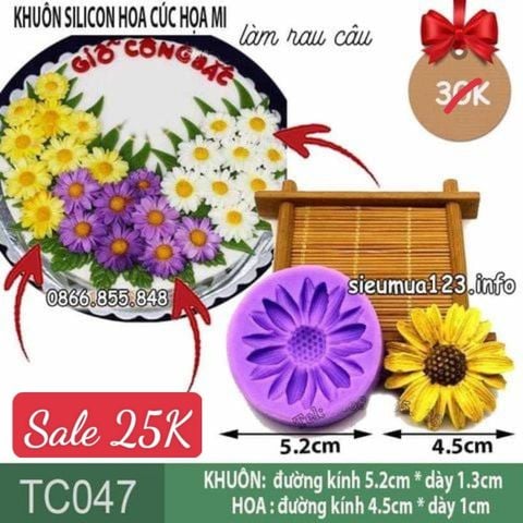 Khuôn silicon làm rau câu Hoa Cúc Họa Mi Nhỏ 4,5cm ( TC047 )