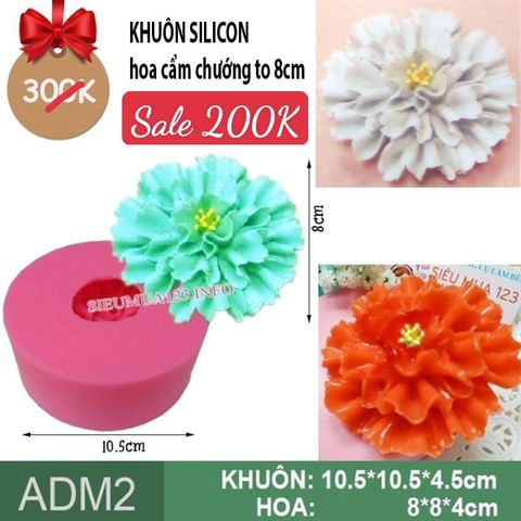 Khuôn silicon hoa cẩm chướng 8cm làm rau câu ( ADM2 )