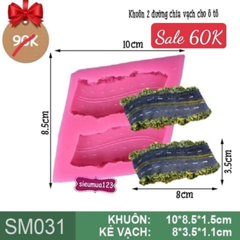 Khuôn silicon làm rau câu 2 làn đường cao tốc chia vạch cho ô tô 8cm ( SM031 )