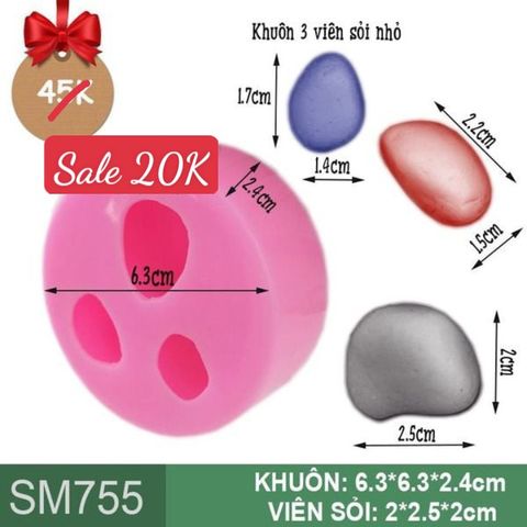 Khuôn silicon 3 viên sỏi lớn nhỏ ( SM755 )