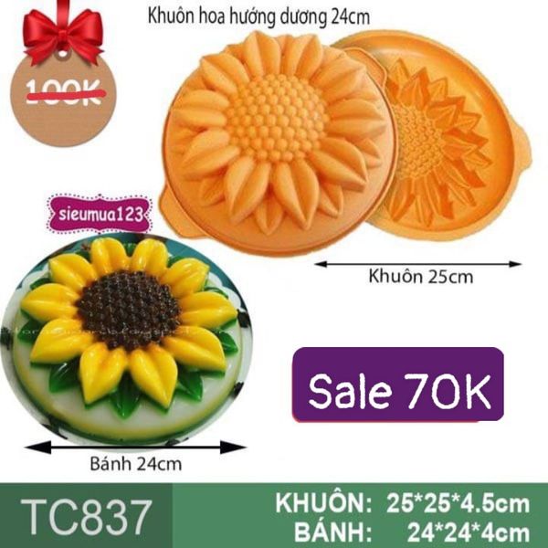 Khuôn silicon làm rau câu hoa hướng dương 24cm ( TC837 ) mẫu 2024