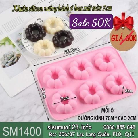 Khuôn silicon nướng bánh 6 donut hoa múi tròn 7cm ( SM1400 )