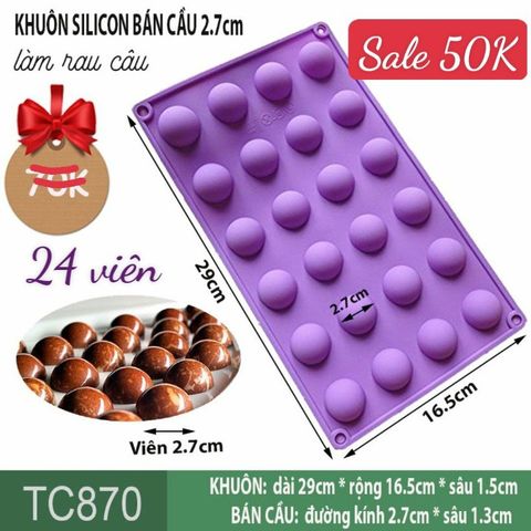 Khuôn silicon 24 bán cầu nhỏ 2,7cm ( TC870 )