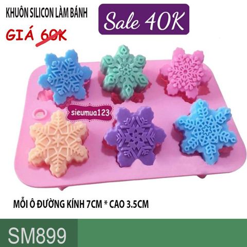 Khuôn silicon 6 hoa tuyết hồng 7cm ( SM899 )