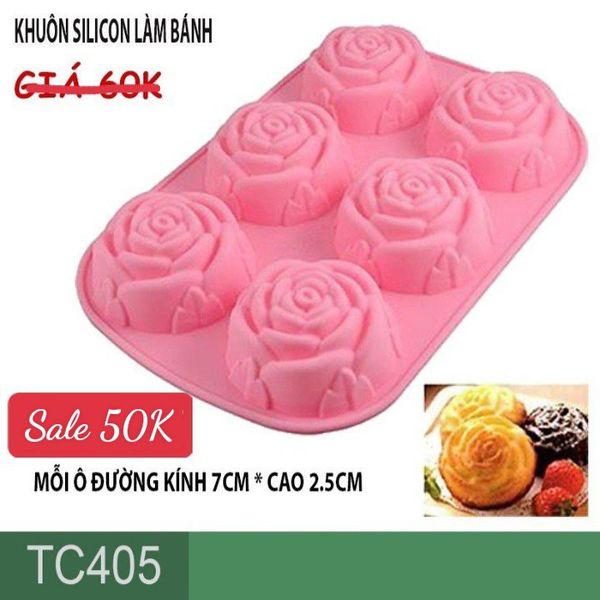 Khuôn silicon 6 hoa hồng 7cm ( TC405 )