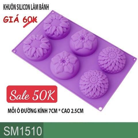 Khuôn silicon 6 hình hoa hướng dương mai cúc 7cm ( SM1510 )