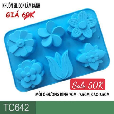 Khuôn silicon 6 hoa sứ tulip mai to 7cm - 7,5cm ( TC642 )