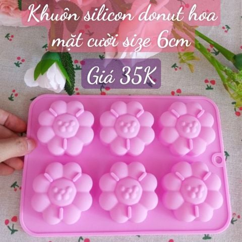 Khuôn silicon 6 hoa mặt cười 6cm ( SM1876 ) mẫu 2024