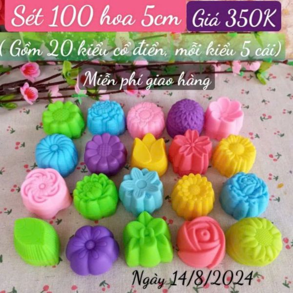 Sét 100 khuôn silicon hoa 5cm khác nhau ( SM1887 ) mẫu 2024